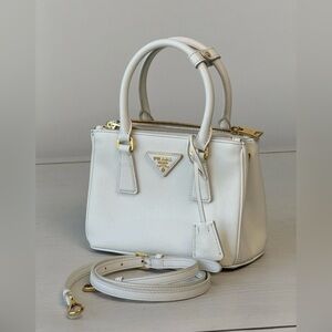 Prada Galleria mini Saffiano White Leather Bag